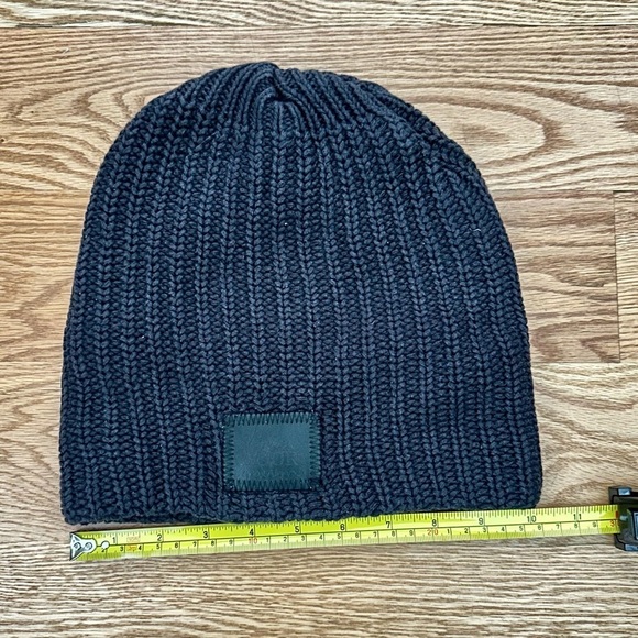 Love Your Melon Black on Black Leather Patch Beanie - Picture 3 of 4